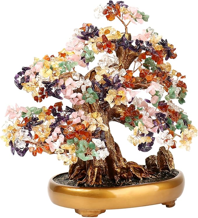 Comeon Large Crystal Quartz Lucky Tree Gem Tree for Office Home Feng Shui Decoration for Wealth/Fortune and Luck (Mix-Gemstone)