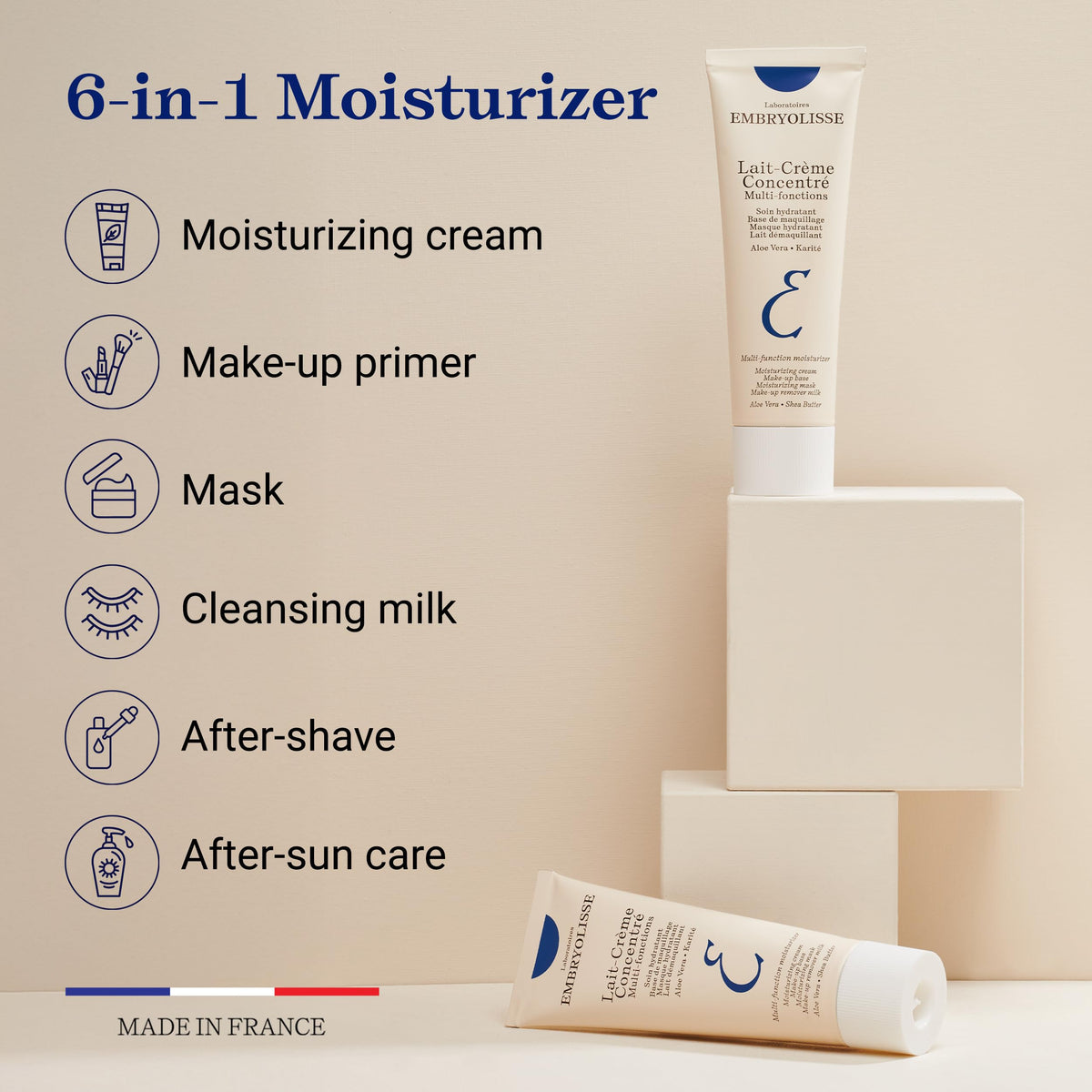 Embryolisse Lait-Crème Concentré Face Moisturizer and Makeup Primer, French Face Cream With Shea Butter & Aloe Vera, 2.54 Fl Oz