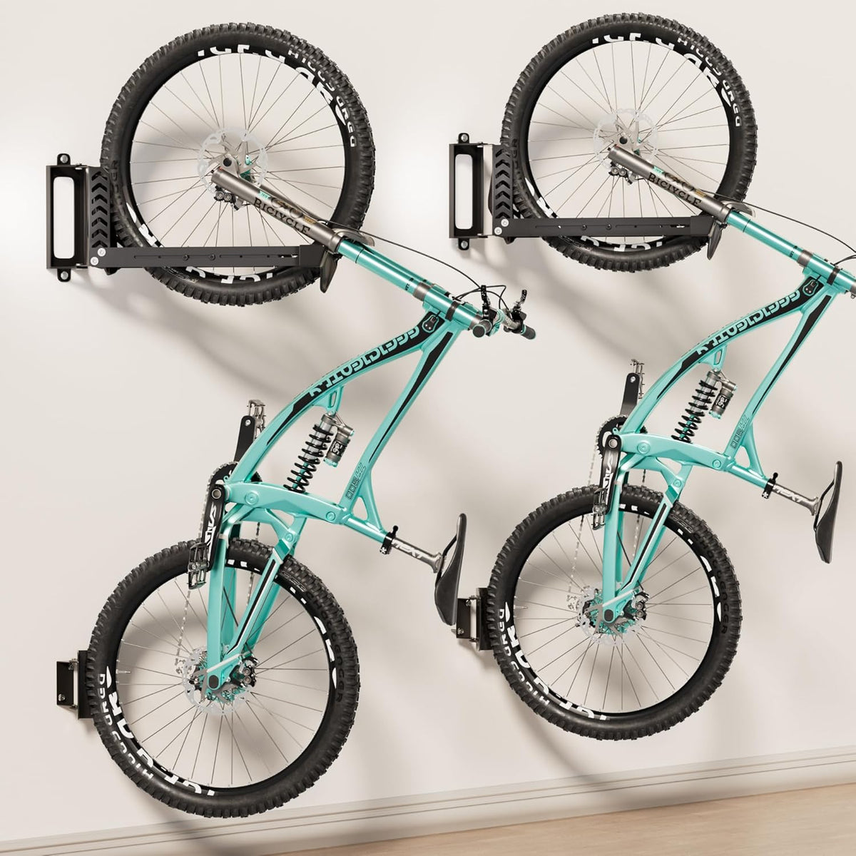 2-Pack Swivel Bike Rack Wall Mount, Bike Hangers for Garage, Space-Saving Vertical Bike Holder, Holds up to 77 lbs, Bicycle Wall Hanger Storage, No Heavy Lifting Required Indoor Hanging Bike Rack