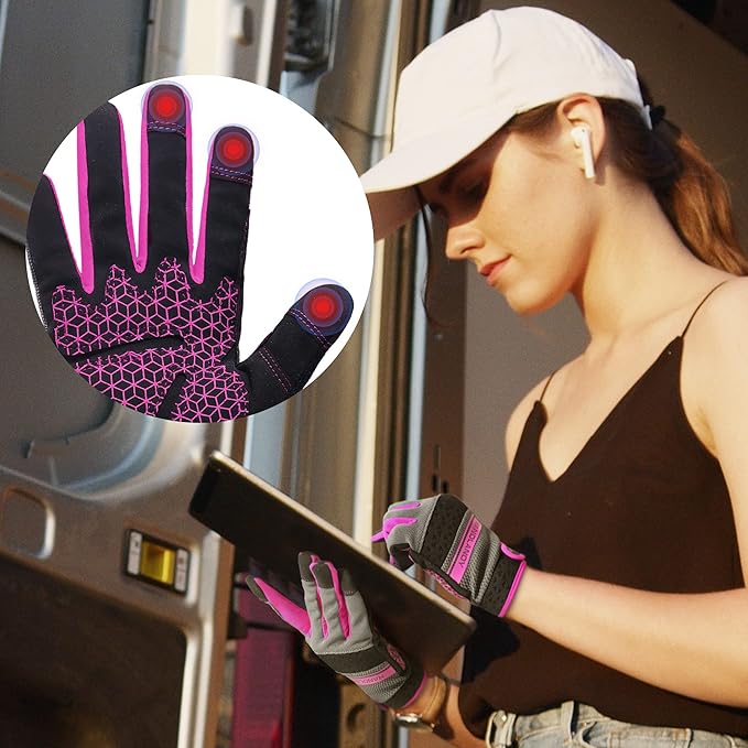 HANDLANDY Women Safety Work Gloves Utility Touch Screen Working Grip Glove for Yardwork Gardening Breathable Mechanic Gloves