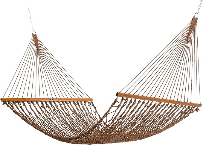Original Pawleys Island 13DCAB Large Antique Brown DURACORD Rope Hammock with Extension Chains & Tree Hooks, Handcrafted in The USA, Accommodates 2 People, 450 LB Weight Capacity, 13 ft. x 55 in.