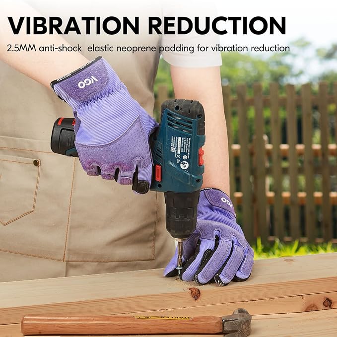 Vgo... Gardening Gloves Ladies,Safety Work Gloves,Touchscreen(Size L,Purple,SL7471)