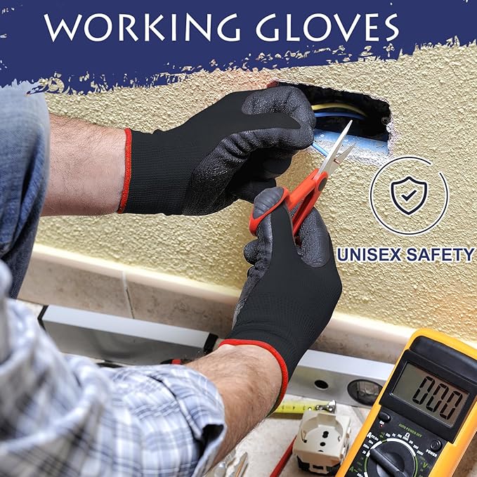 48 Pairs Garden Gloves for Women Men Breathable Rubber Coated Yard Safety Work Thorn Proof Work Gloves