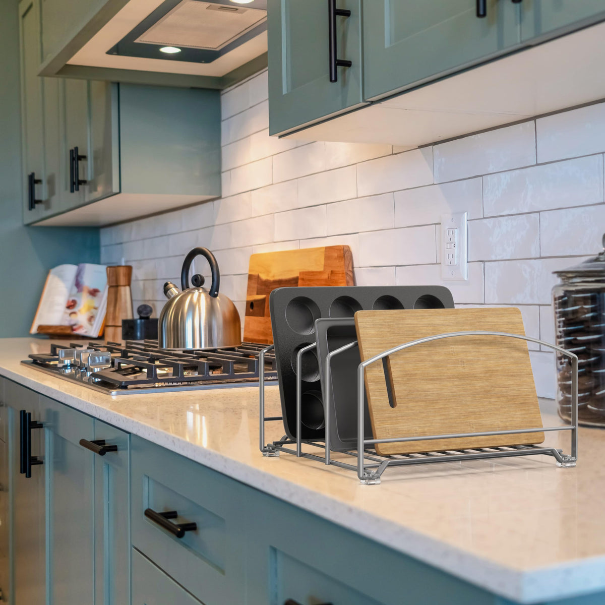 Deco Brothers Cookware Organizer Rack for Kitchen Cabinet, 3 Slot Holder