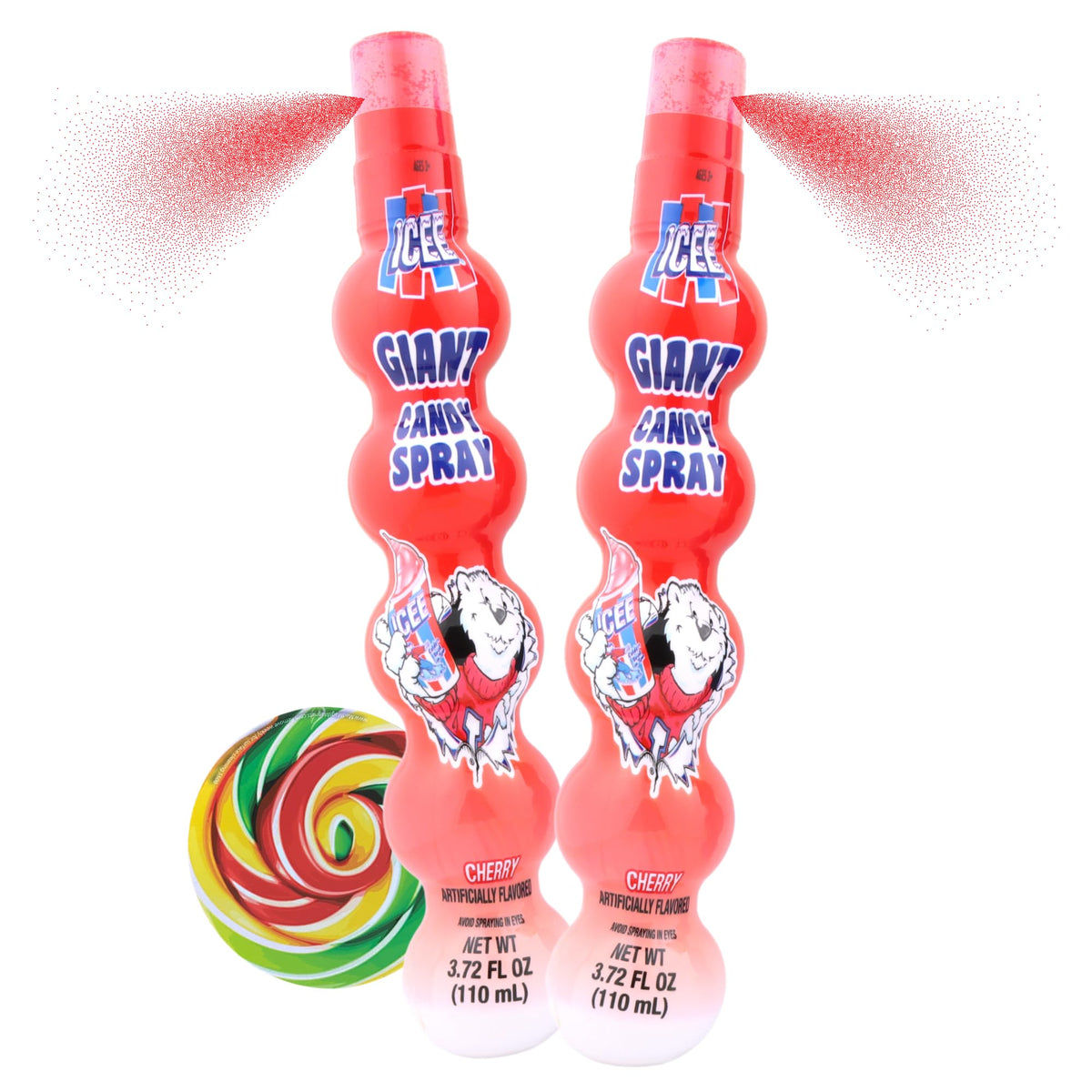 ICEE Spray Candy, Sweet and Sour Liquid Candies, Birthday Party Favor Treats, 3.72 Fl Ounces (Pack of 2) (Cherry)