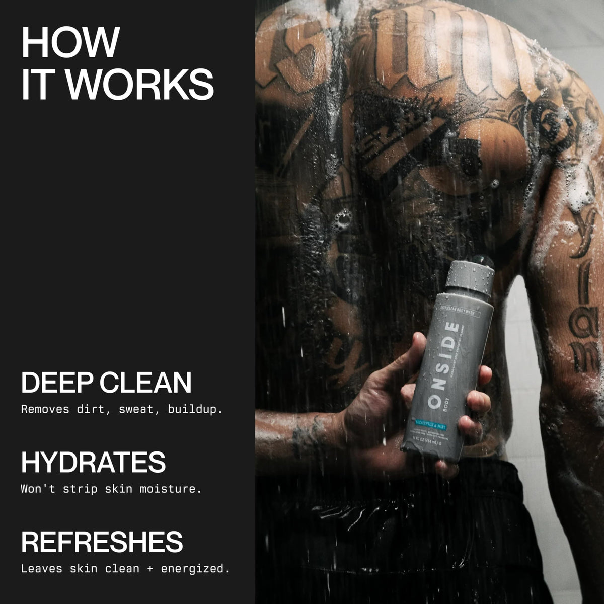ONSIDE Men's Deep Clean Body Wash, Eucalyptus Mint,14 fl oz