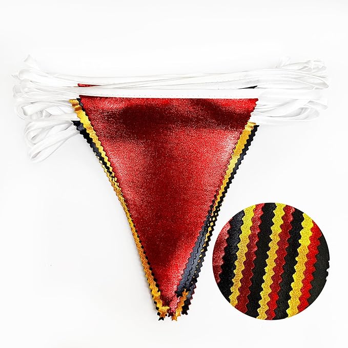 Red Black Gold Party Decorations Metallic Fabric Triangle Pennant Banner Flag Bunting Garland for Graduation Birthday Anniversary Pirate Poker Casino Las Vegas Christmas Holiday Party Supplies