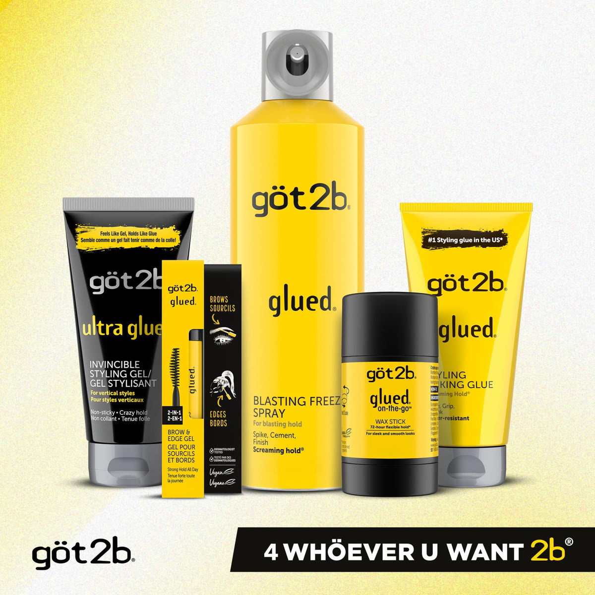 got2b Glued Brow Gel & Edge Control, Strong Hold, Clear, 0.54 Fl Oz