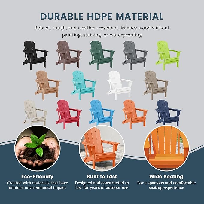 Westin Outdoors Laguna WO Home Furniture Adirondack Chair 2 PCS Set Outdoor Folding Patio Chair for Bon Fire Pit Garden Lawn Backyard Lounging Relaxing (Orange)