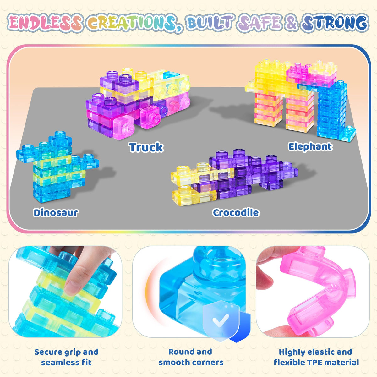 40PCS Original Soft Building Blocks for Kids, Gummy Squishy Stacking Toy
