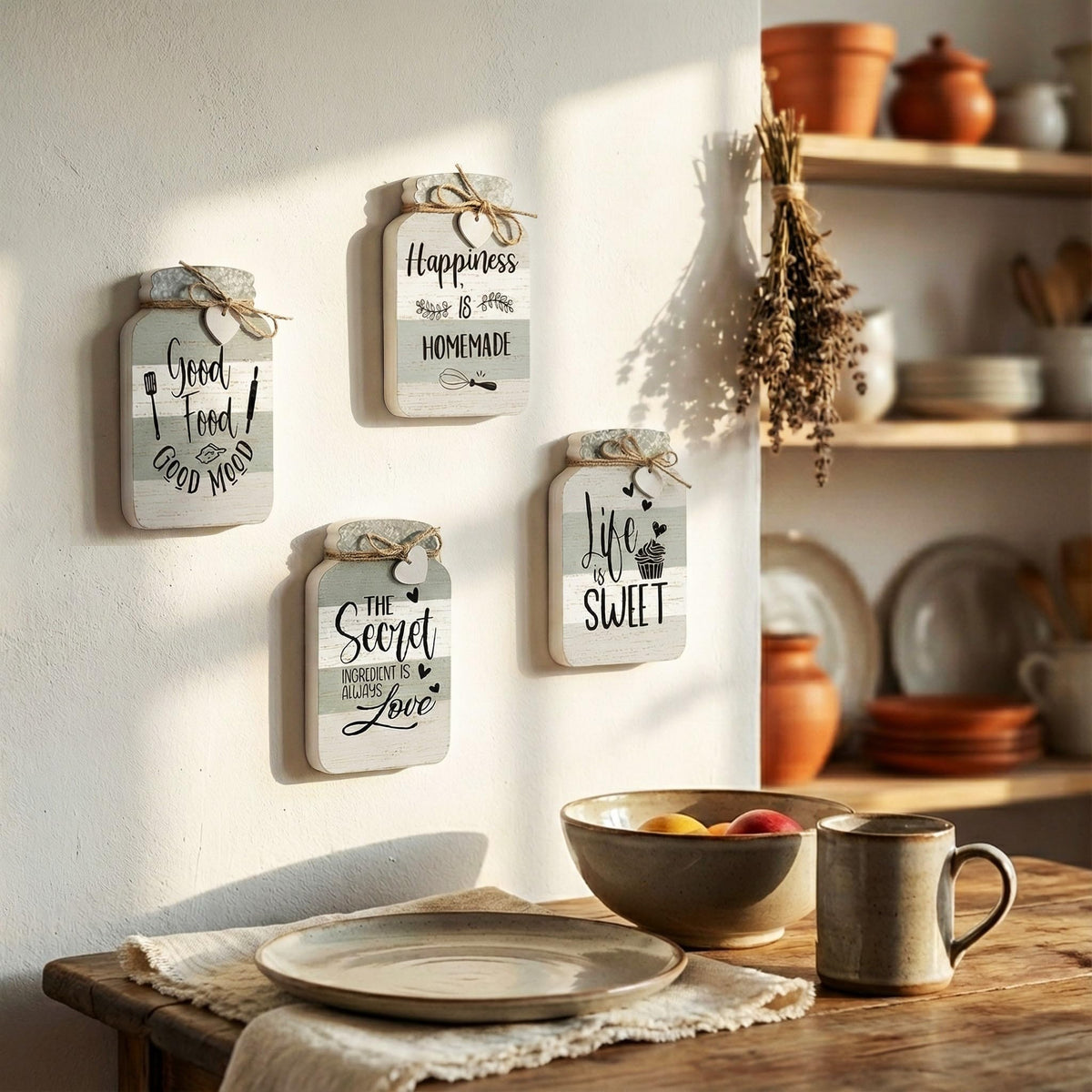Old Shack Collection – Kitchen Wall Decor Set of 4 – Durable Kitchen Wall Art – Refined Kitchen Decor to Elevate Your Home, Crafted for Lasting Style, Each sign: 8×5 in