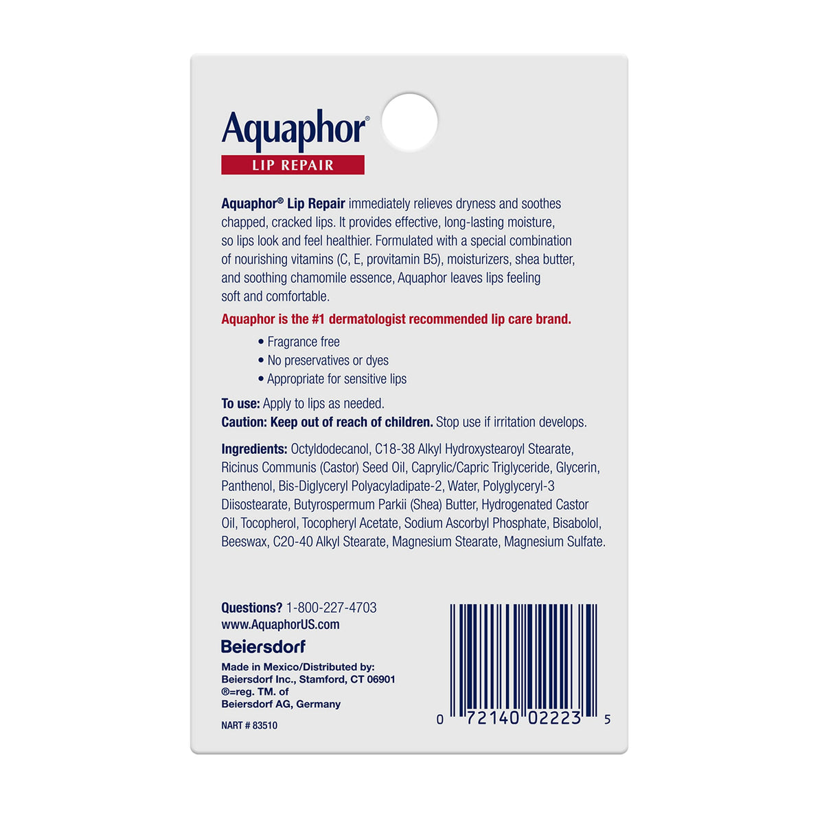 Aquaphor Lip Repair Ointment, Value Pack, 2 x 0.35 FL OZ