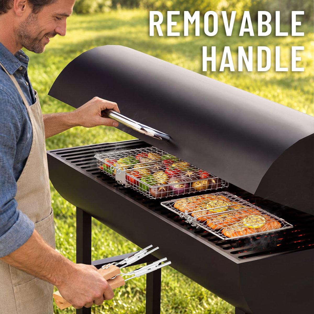 Nesting Grill Basket Set, BBQ Accessories, Outdoor Camping, Gifts for Men