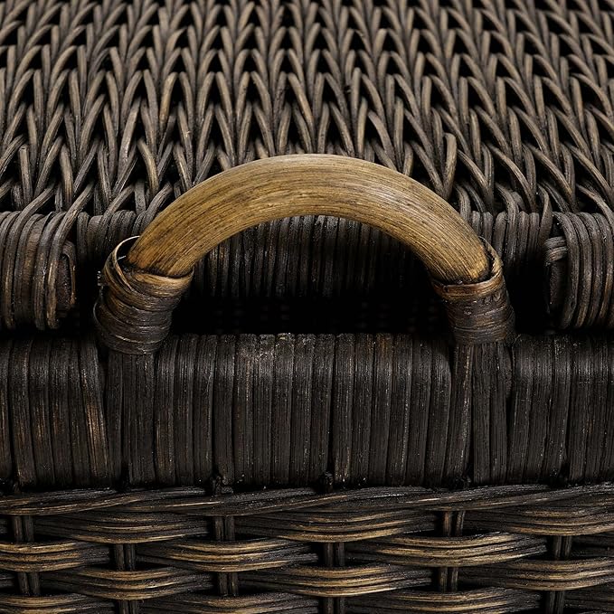 The Basket Lady Lift-Off Lid Wicker Storage Basket, Large, 24.5 in L x 18 in W x 17.5 in H, Antique Walnut Brown