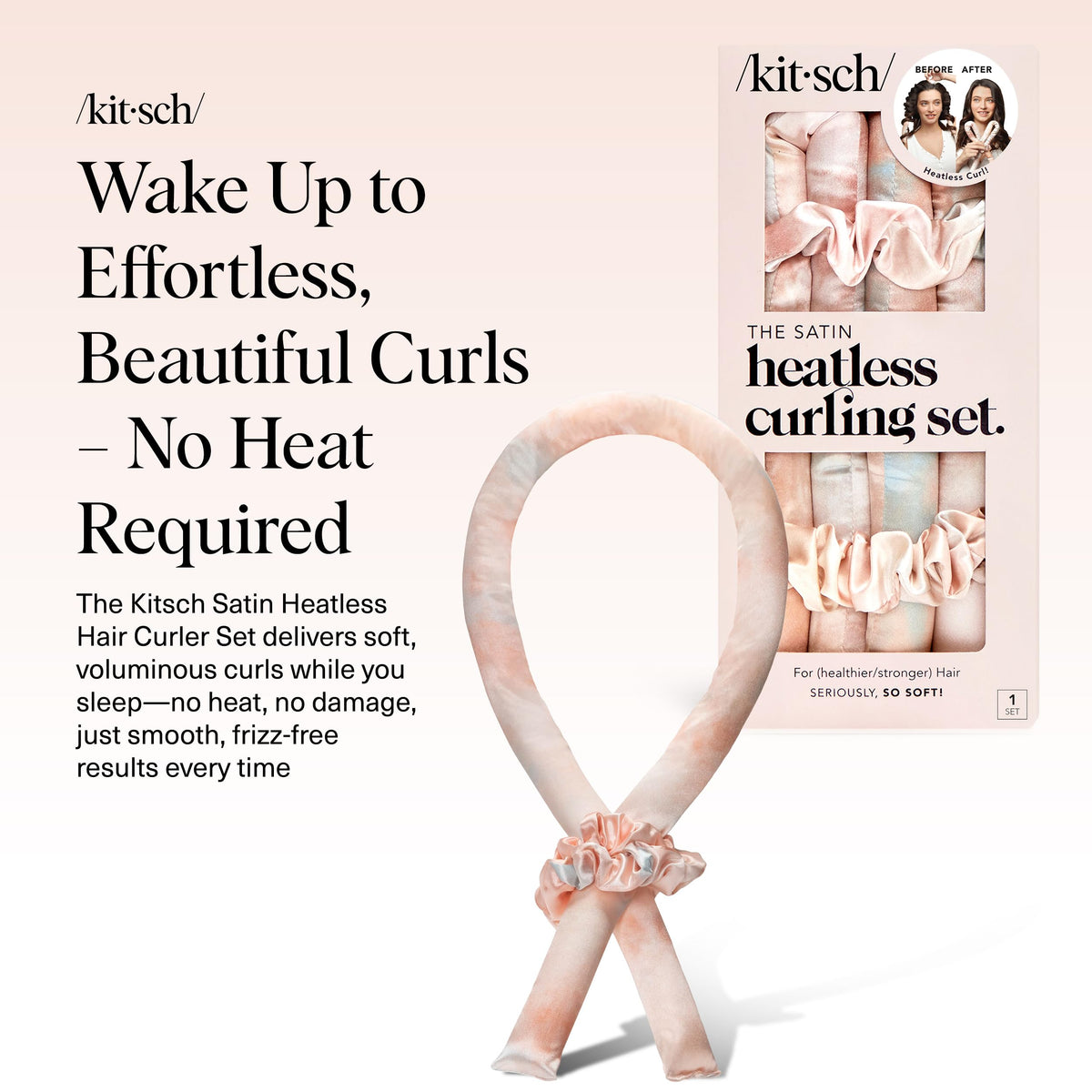 Kitsch Satin Heatless Curls Overnight Set - Sunset Tie Dye