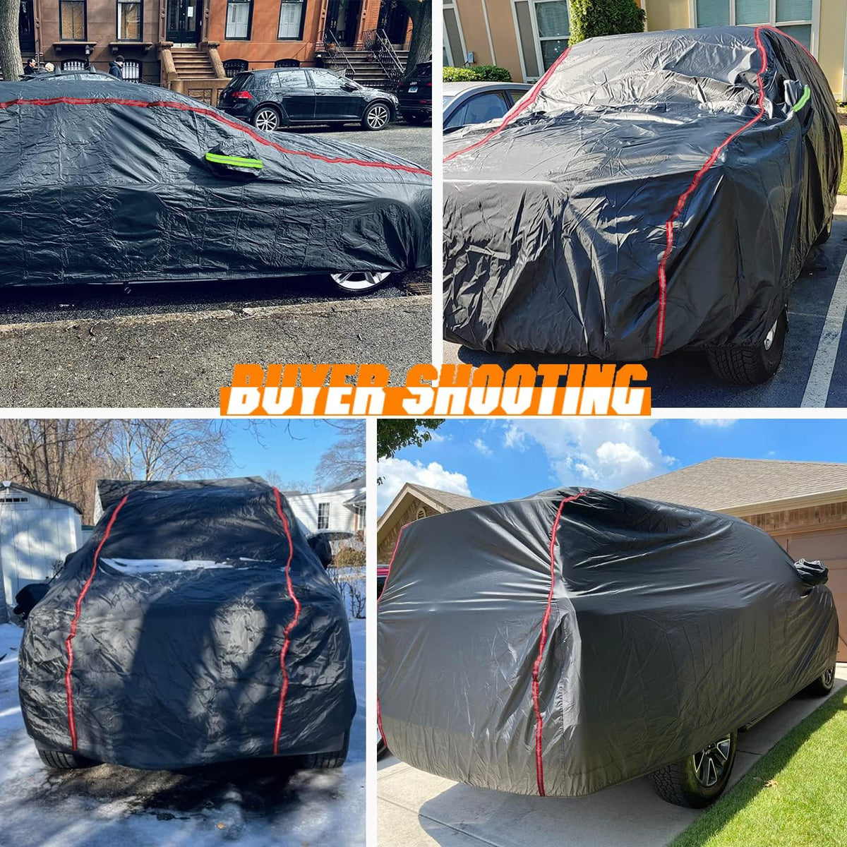 Breathable New Material, Waterproof Car Cover, Locks and Zipper Doors, Sunscreen Waterproof UV Prevention Snowproof Wind and Windproof,Suitable for Indoor Outdoor,for SUV (up to 180") B10