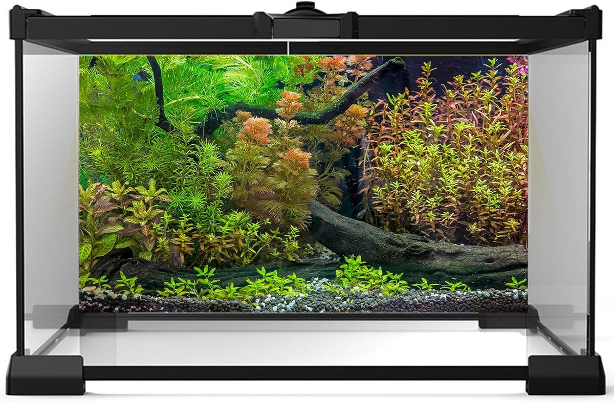 Aquarium Background Underwater Grass Leaves with Pebbles Exquisite Fish Tank Background Vivid Green Aquatic Plant Stone River Bed Fish Dead Wood Fresh Leaves Tank Background Decors 36x18in