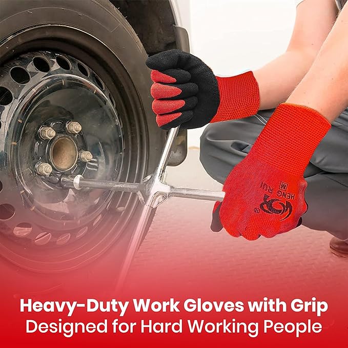 10 OR 20 Pairs Work Gloves–Heavy Duty Rubber Coated Safety Work Gloves–Multipurpose Gloves