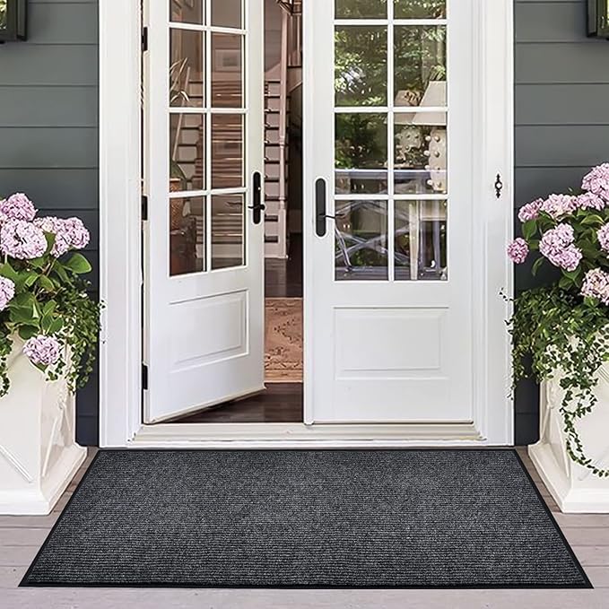 Profile Rubber Door Mat, 72x48inch, Heavy Duty, Entrance Doormat, Indoor and Outdoor, Waterproof, Easy Clean Shoe Scraper, Home Rug Welcome Mats for Entryway, Patio, Porch(Grey)