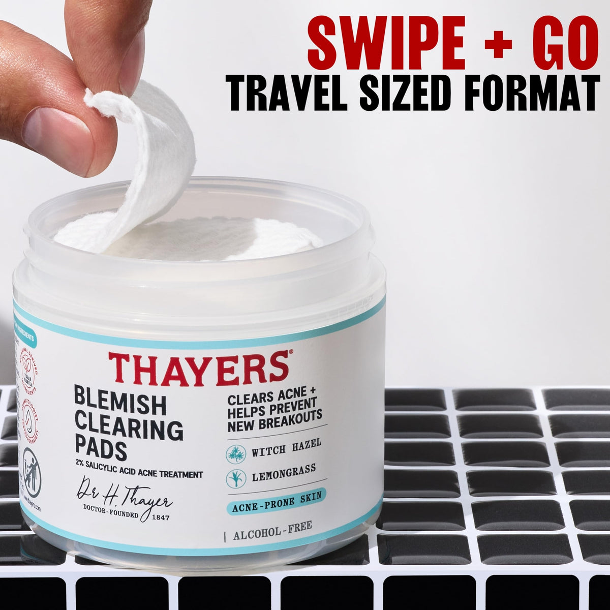 THAYERS Blemish Clearing Acne Pads, Salicylic Acid Acne Treatment, 60 Ct