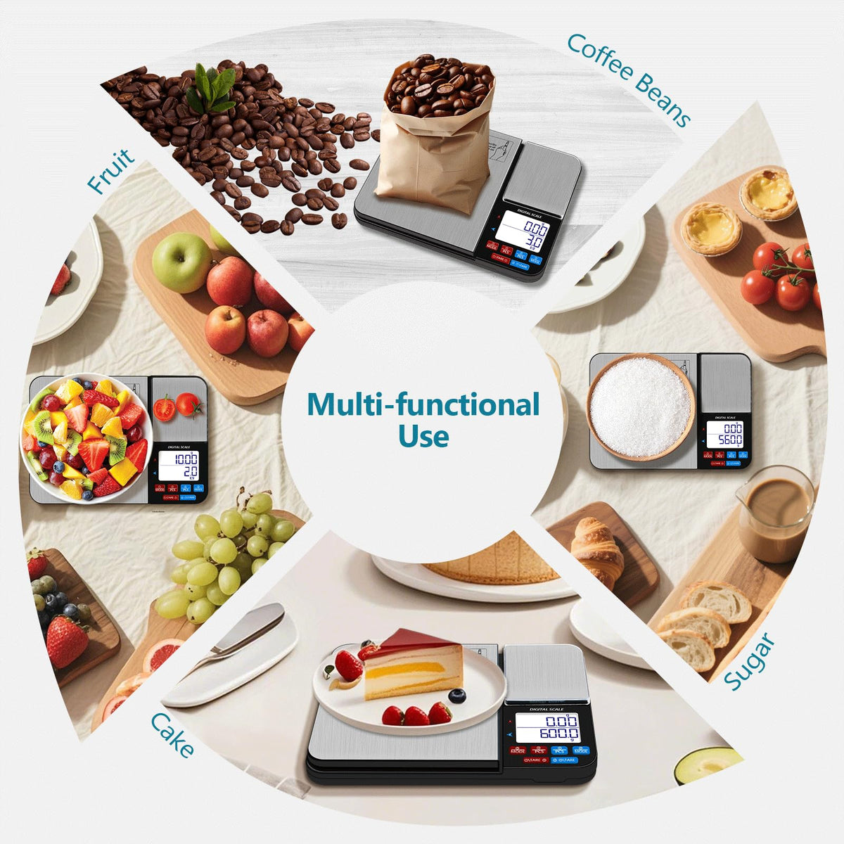 Dual Platform Digital Kitchen Scale, USB Rechargeable, 11lbs/5kg with 0.1g Precision & 500g with 0.01g Precision, with Tare & Accumulation, for Baking, Cooking, Jewelry, and Weight Loss