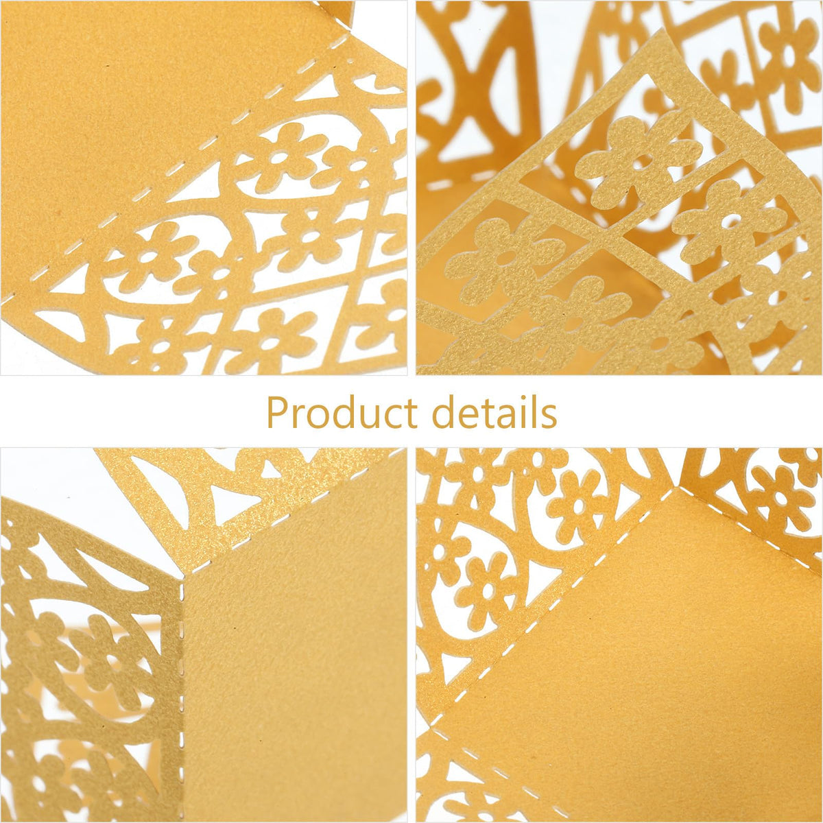 NULYLU Wedding Candy Packaging Wrappers 50pcs Gold Dessert Paper Hollow Cups Chocolate Wrappers Small Party Candy Truffle Holders for Wedding