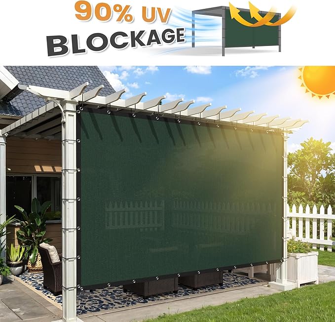 VICLLAX Shade Fabric Sun Shade Cloth with Every 2 FT Grommets for Patio Garden Pergola Cover Canopy 9x12 FT, Dark Green