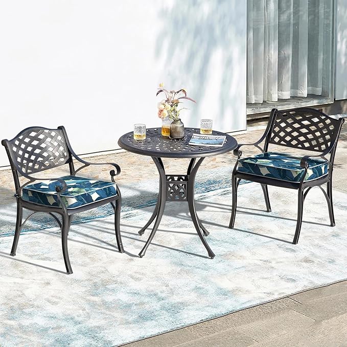 LVTXIII Patio Chair Cushions 22"x22"x3", Water-Repellent Outdoor Seat Cushions for Patio Furniture, Square Chair Pads with Ties for Home Garden Decoration, Set of 2, Swaying Palms Blue
