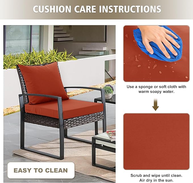 Outdoor Chair Cushions, Waterproof Outdoor Cushions for Patio Furniture w/Fade-Resistant, Removable & Machine-Washable Covers, 19x19 Inch, Ideal for Seat in Gardens/Porch – Set of 2, Rust