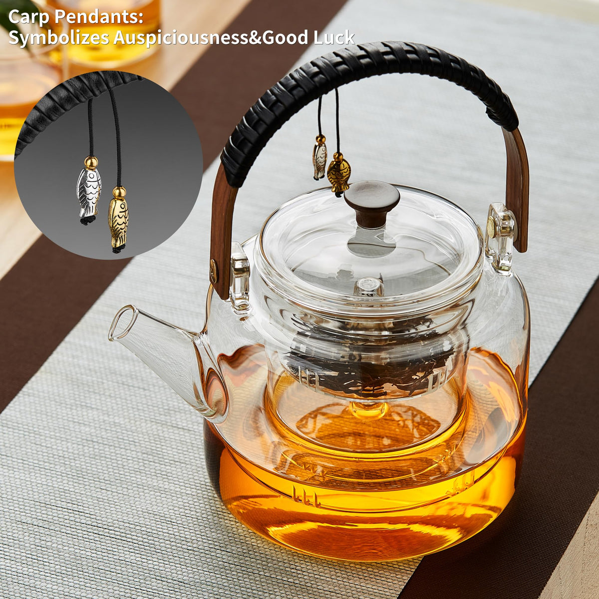 UNBREAKABLE Borosilicate Glass Teapot with Infuser & Lid, 1090ml, Stovetop