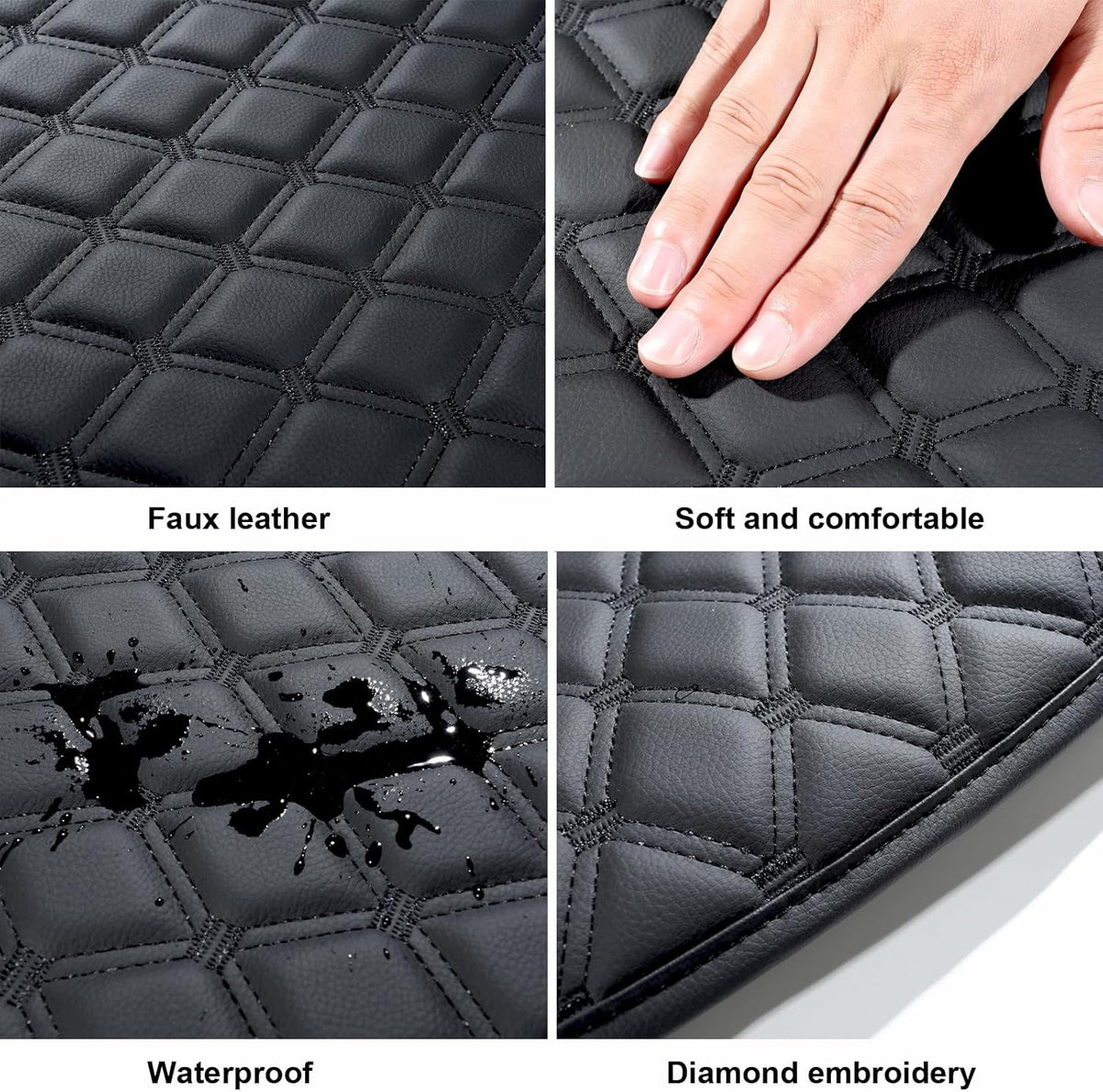 GIANT PANDA Custom Fit Center Console Cover for Dodge RAM 2009-2023 with Bucket Console- Waterproof Faux Leather Armrest Center Cover - Full Protection - Black