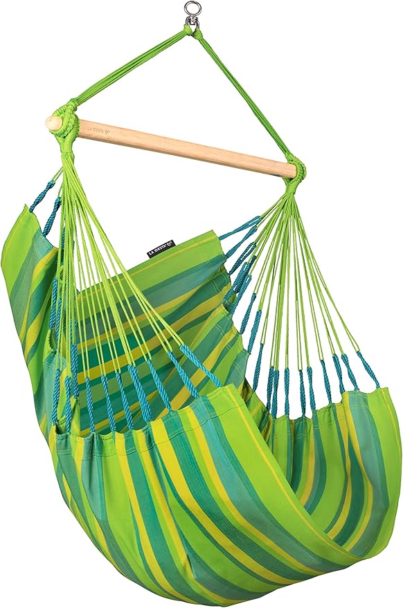LA SIESTA® - Medium Basic Domingo Hammock Swing Chair - Weather & Tear Resistant Hanging Hammock Chair - Indoor Outdoor Hammock Chair Swing - Patio Porch Bedroom Hanging Chair - Max 250 Lbs, Lime