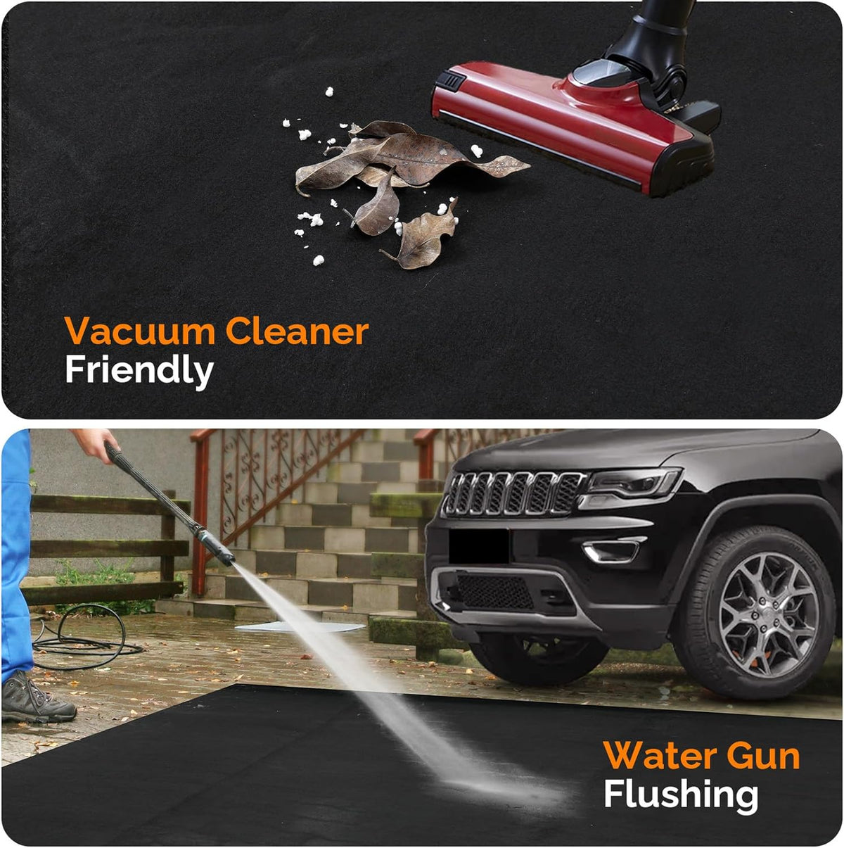 TUFFIOM 22' x 8' Oil Spill Mat with Tape,Garage Floor Mat for Under Car,Oil Absorbent Mat for Garage Waterproof,Oil Drip Change Parking Mat for Driveway,Reusable,Washable