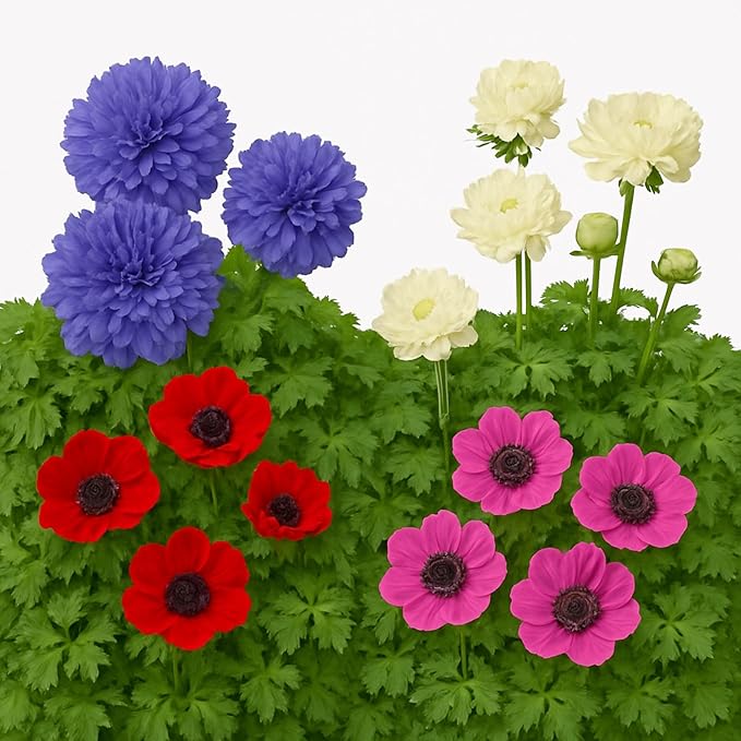 Easy to Grow Anemone Italian Levante Mix - 10 Plant Bulbs, Colorful Double Flowers in Spring Gardens Full to Partial Sun