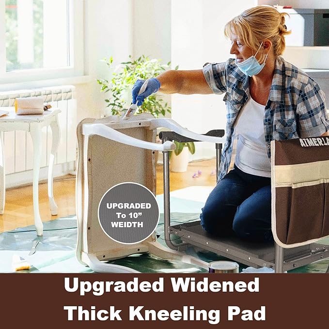Foldable Garden Kneeler Seat Heavy Duty [Upgraded Widened Thick Kneeling Pad] Garden Stool with Large Garden Tool Bags with Pockets - Portable Garden Bench Gardening Gifts for Parents