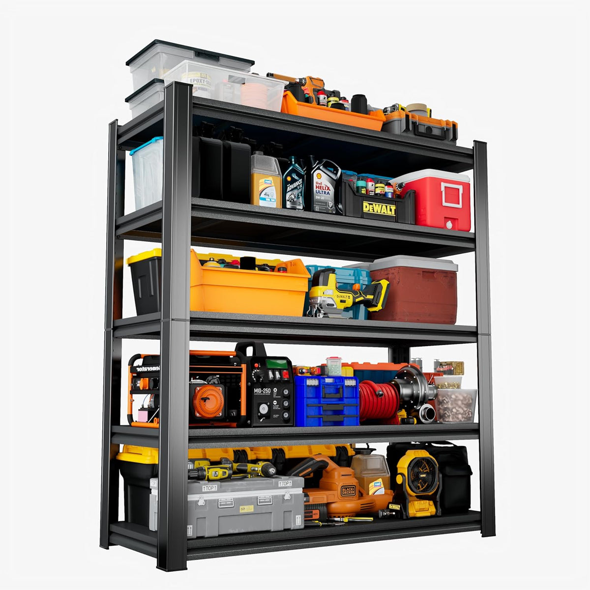Heavy Duty 5-Tier Shelving Unit 2750LBS Capacity - Adjustable Steel Garage Shelves for Warehouse, Basement Storage(71''H x 39.4''W x 17.7''D)
