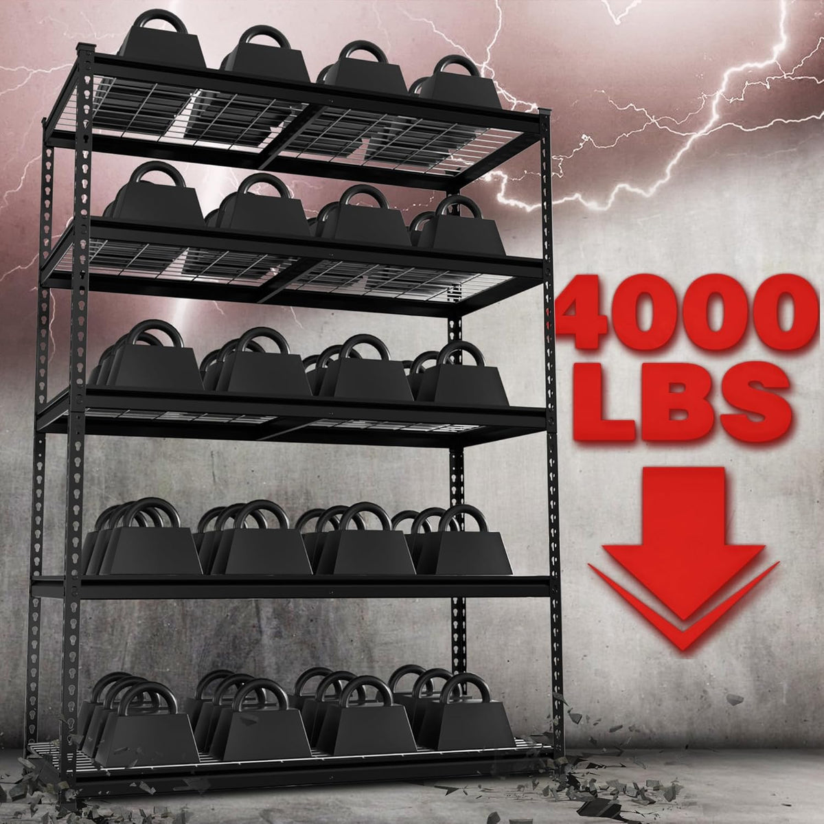 WORKPRO 5-Tier Metal Shelving Unit, 48”W x 24”D x 72”H, Heavy Duty Adjustable Garage Shelving, 4000 lbs Load Capacity (Total), Storage Rack for Garage, Basement, Warehouse, Workshop, 2 Pack