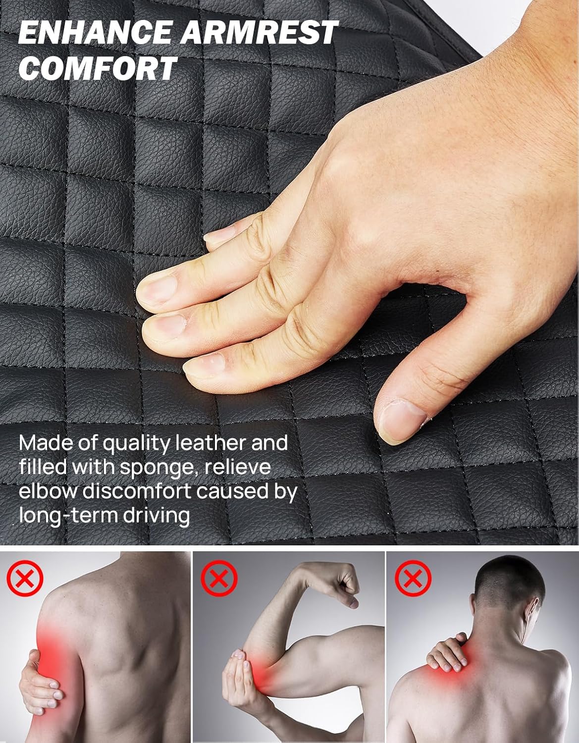 JOYTUTUS Center Console Cover for Ram 1500, 2500, 3500 (2019-2025) - Leather Arm Rest Cover with 2 Pocket