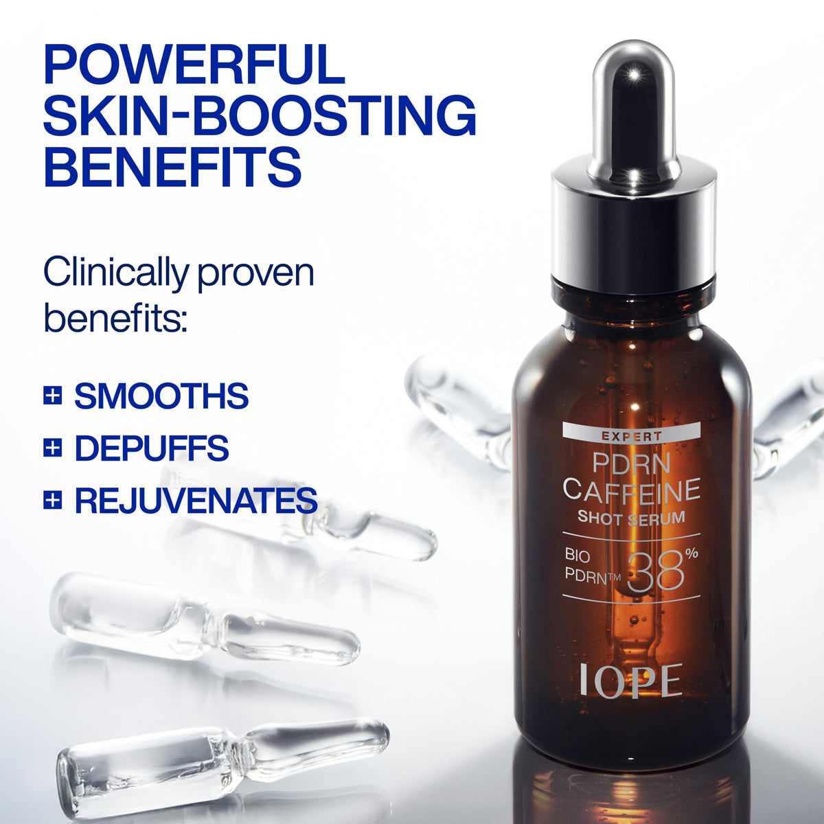 IOPE Expert PDRN Caffeine Shot Serum - Anti-Aging Face Serum to Visibly Depuff, Smooth, and Rejuvenate Tired Skin - With BIO-PDRN and Caffeine - Fast-Absorbing Texture - 1.01 fl. oz.