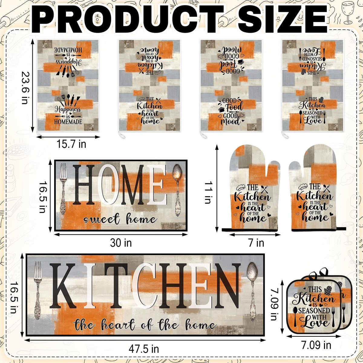 Nesphy Kitchen Decor and Accessories Set of 10, Orange Beige