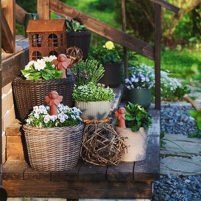 WILDKEN Terracotta Watering Globes, 3 Pack Angel Shaped Plant Watering Spikes Vacation Self-Watering Planters Devices for Indoor and Outdoor Plants