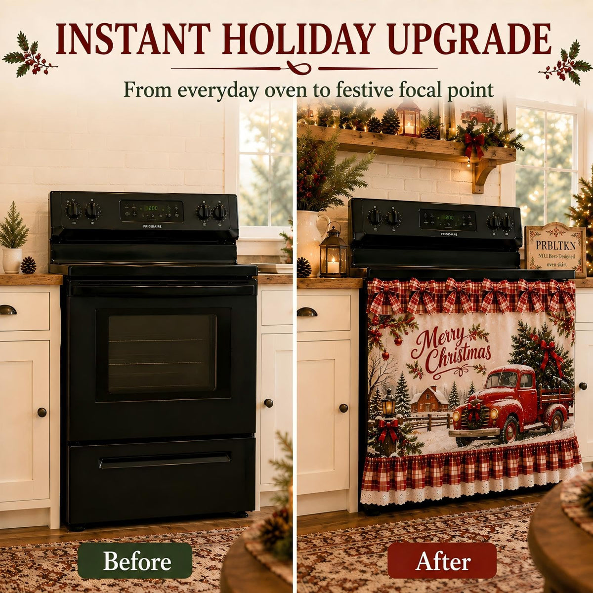 Prbltkn Oven Skirt Curtain Farmhouse Tie Top Stove Door Cover Kitchen Decor