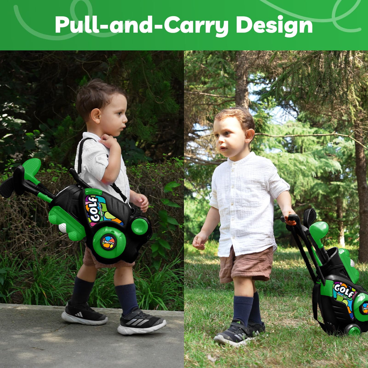 Liberry Toddler Golf Clubs Set Toy for Kids 1 2 3 4 Years Old, Green