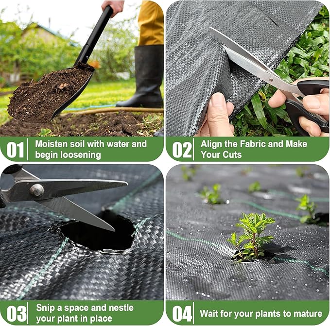 3FTx50FT Weed Barrier Fabric Heavy Duty, Gardening Landscape Fabric Cover Mat, Durable Weed Control Fabric for Garden Bed Cover, Landscaping, Commercial Driveway, Underlayment Use (3x50FT-3.2OZ)