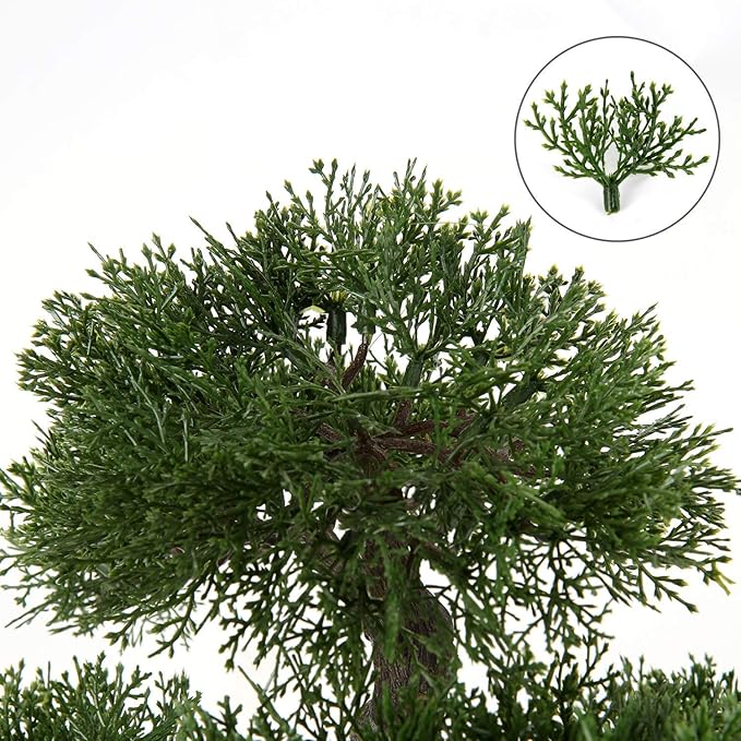 Artificial Bonsai Tree Juniper Faux Plants Indoor Small Fake Plants Decor with Ceramic Pots for Home Table Office Desk Bathroom Shelf Bedroom Living Room Farmhouse Decorations