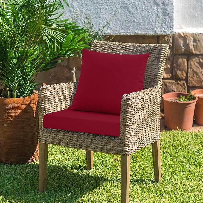 Outdoor Chair Cushions, Waterproof Outdoor Cushions for Patio Furniture w/Fade-Resistant, Removable & Machine-Washable Covers, 19x19 Inch, Ideal for Seat in Gardens/Porch – Set of 1/2/4, Burgundy