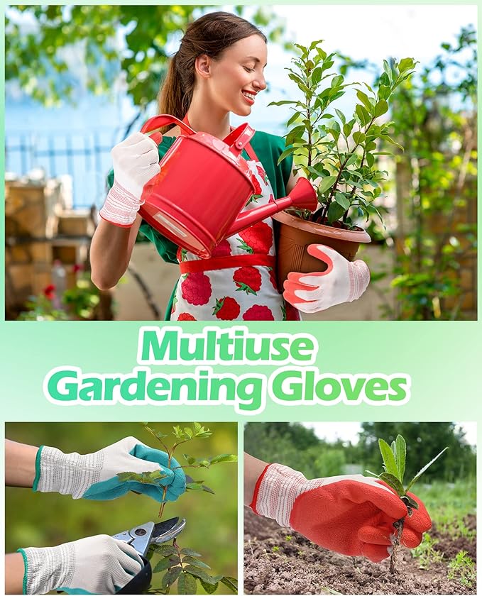 Irenare 16 Pairs Gardening Gloves Bulk for Women Breathable Rubber Coated Yard Garden Gloves Outdoor Protective with Grip
