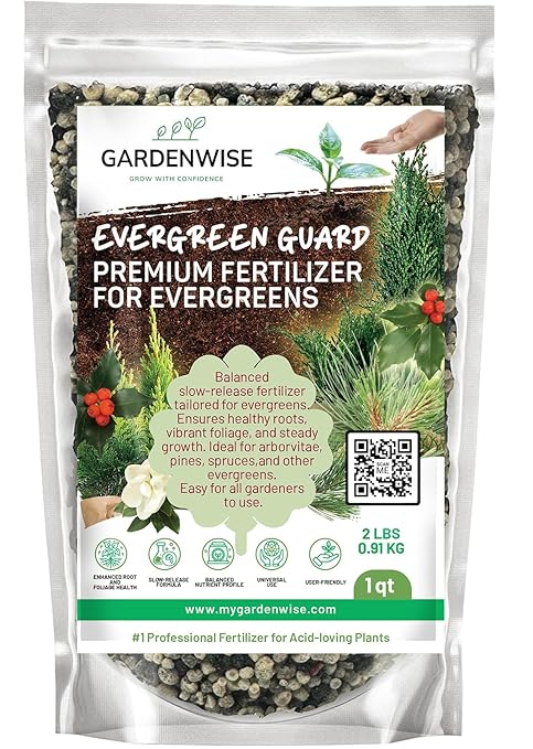 Evergreen Fertilizer – All-Purpose Granular Plant Food for Outdoor Trees and Shrubs, Azaleas, Magnolias, Pines & Arborvitae – Slow-Release Formula (1 Quart)