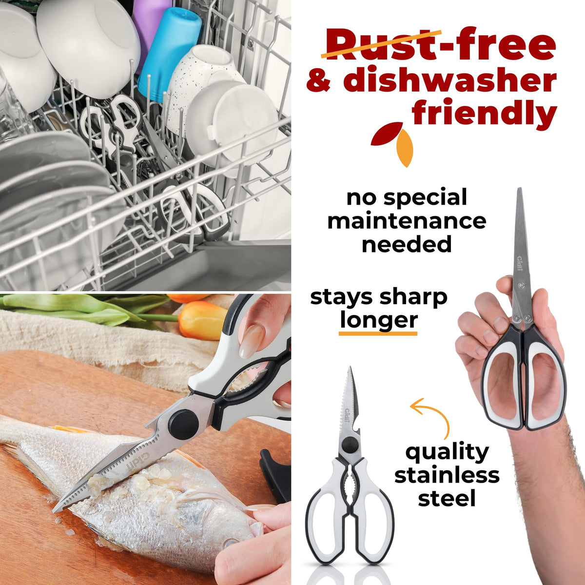5 Blade Herb Scissors Set with Kitchen Shears - Lifetime Replace. Warranty*