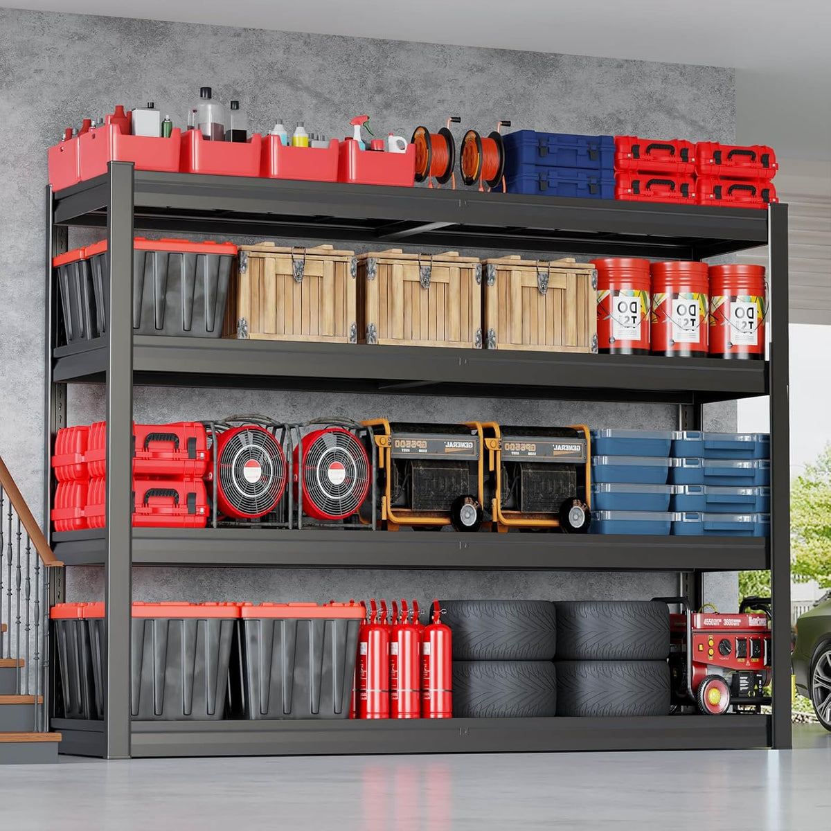 67" Wide Garage Shelving Unit, 30" D Heavy Duty Garage Storage Shelves,3500 LBS Capacity, Industrial Adjustable Shelves for Basement Warehouse, 2 Pack
